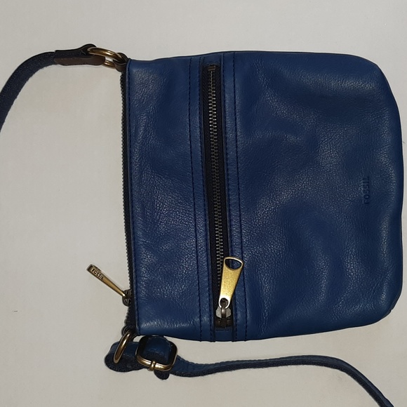 Fossil Handbags - Fossil Crossbody Dark Blue Leather Purse 8"x8" plus strap